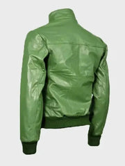 Mens Green Bomber Leather Jacket