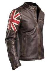 Men’s Cafe Racer Style Brown Leather Jacket