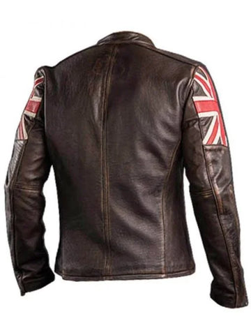 Men’s Cafe Racer Style Brown Leather Jacket