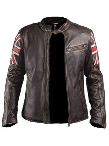 Men’s Cafe Racer Style Brown Leather Jacket