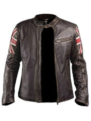 Men’s Cafe Racer Style Brown Leather Jacket