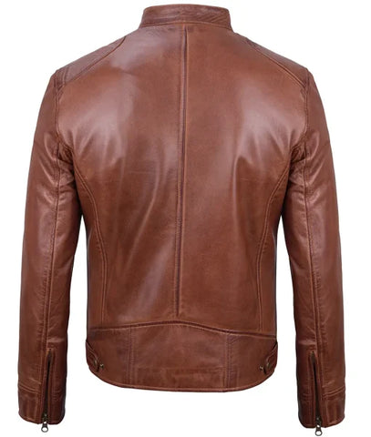 Men’s Real Leather Motorcycle Jacket | Cafe Racer Style