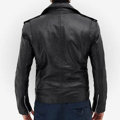 Men's Black Motorcycle Real Leather Jacket