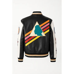 Multi-Color Triangle Leather Varsity Jacket