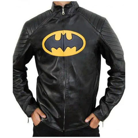 Mens Batman Black Faux Leather Jacket Halloween Cosplay Costume Fashion