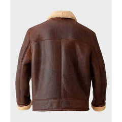 Mens Brown Aviator B3 Bomber Sheepskin Shearling Leather Jacket Coat