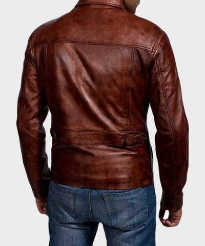 Mens Brown Distressed Leather Jacket