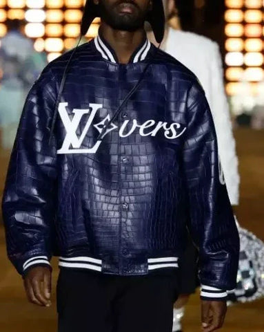 Mens Louis Vuitton Vers 2024 Blue Varsity Jacket