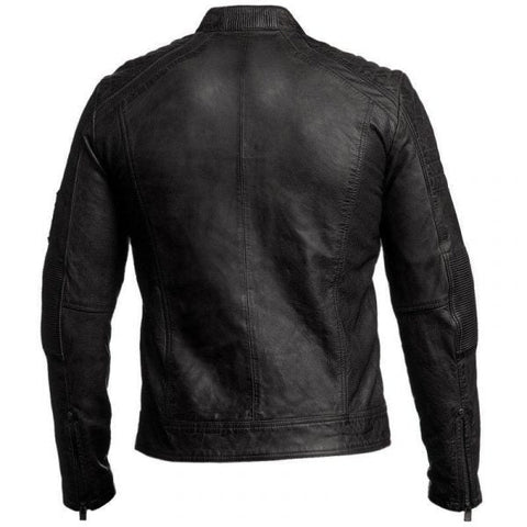 Mens Biker Vintage Distressed Cafe Racer Jacket