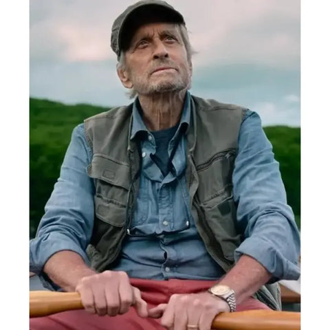 Michael Douglas Looking Through Water Green Vest