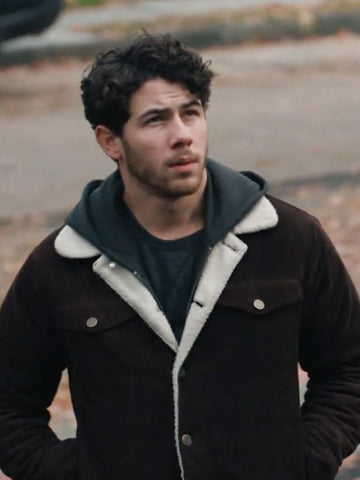 The Good Half 2024 Nick Jonas Brown Shearling Jacket