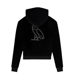 OVO x Rhinestone Crystal Black Velour Hoodie