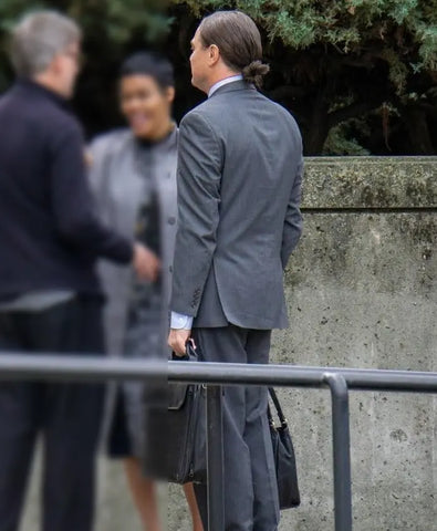 One Battle After Another 2025 Leonardo DiCaprio Grey Suit