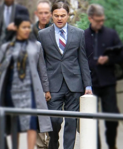 One Battle After Another 2025 Leonardo DiCaprio Grey Suit