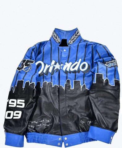 Orlando Magic Blue And Black Leather Jacket