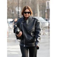 Paris Fashion Week Moto Black Leather Jacket