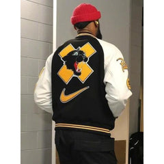 LeBron James Patta Running Team Bomber Black and White Jacket
