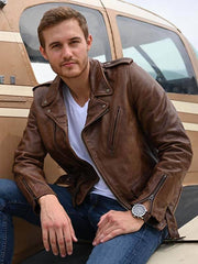 Peter Weber Tv Series The Bachelor S25 Brown Biker Leather Jacket