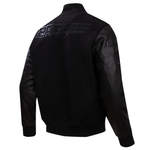 Philadelphia EaglesTriple Black Wool & Leather Varsity Jacket