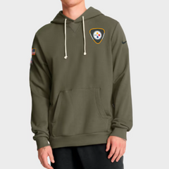 Pittsburgh Steelers Olive 2025 Salute to Service Sideline Pullover Hoodie