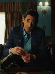Poker Face 2023 Adrien Brody Blue Plaid Blazer