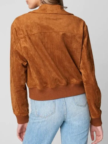 Poker Face 2023 Charlie Cale Suede Bomber Jacket