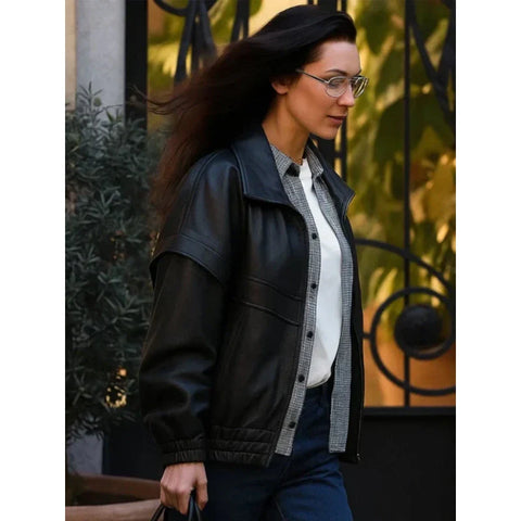 Rome Bella Hadid Black Leather Jacket