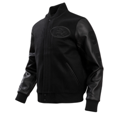San Francisco 49ers Black Wool & Leather Varsity Jacket