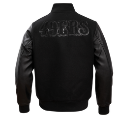 San Francisco 49ers Black Wool & Leather Varsity Jacket
