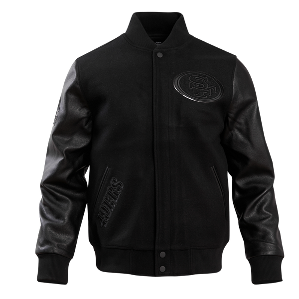 San Francisco 49ers Black Wool & Leather Varsity Jacket