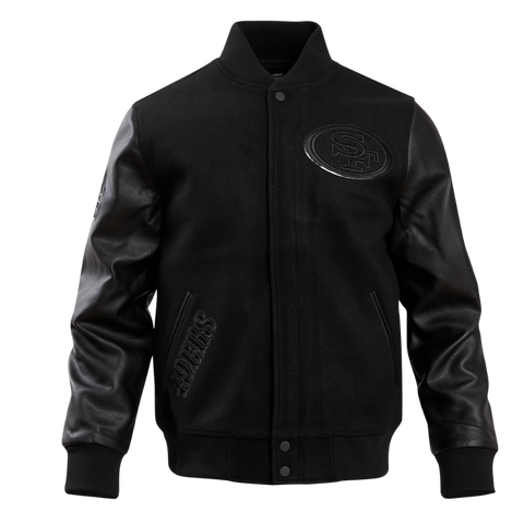San Francisco 49ers Black Wool & Leather Varsity Jacket