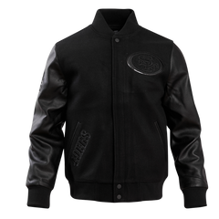 San Francisco 49ers Black Wool & Leather Varsity Jacket