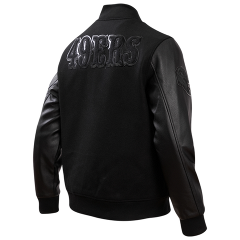 San Francisco 49ers Black Wool & Leather Varsity Jacket