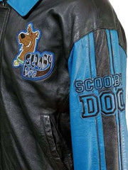 Men Black and Blue Scooby Doo Leather Jacket