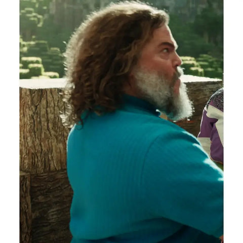 Jack Black Minecraft Movie Blue Sweater