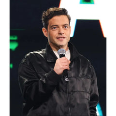 Rami Malek 2025 Movie The Amateur Black Satin Jacket