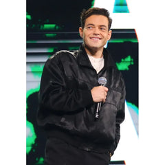 Rami Malek 2025 Movie The Amateur Black Satin Jacket