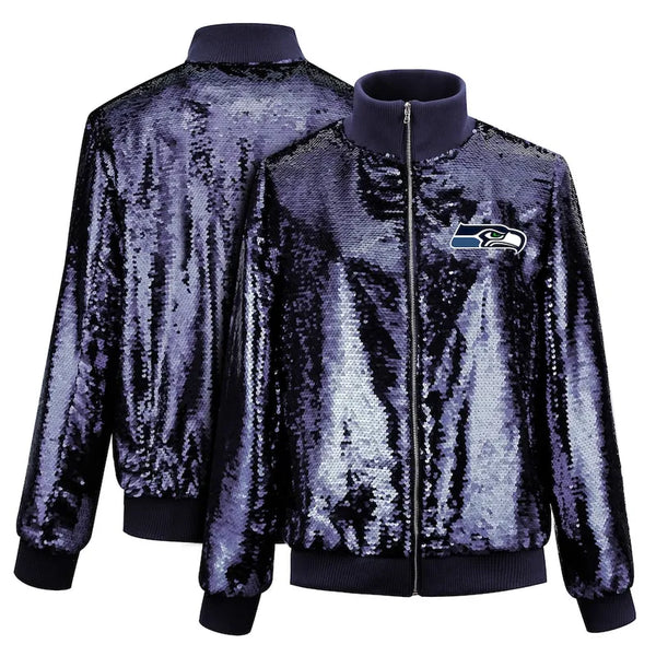 Seattle Seahawks Cuce Navy Sequin Jacket