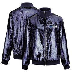 Seattle Seahawks Cuce Navy Sequin Jacket