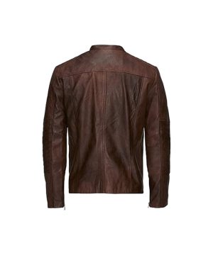 Mens Waxed Sheepskin Leather Jacket Camel Brown