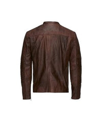 Mens Waxed Sheepskin Leather Jacket Camel Brown