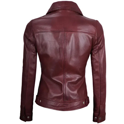 Shirt Style Maroon Leather Jacket