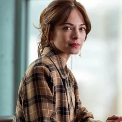 Kristin Kreuk Murder in a Small 2024 Plaid Coat