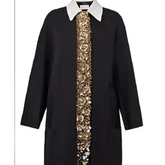 Joanna Wednesday TV Series S02 Grandmama Sequin-Embellished Black Coat
