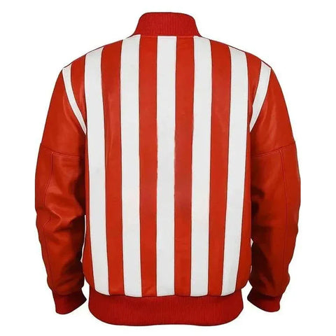 Red and White Striped Red Bomber Jacket