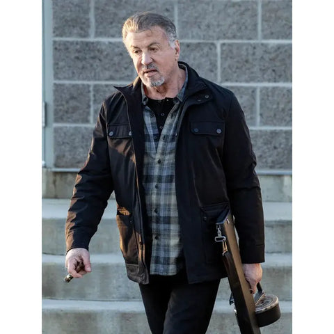 Sylvester Stallone Alarum 2025 Black Jacket