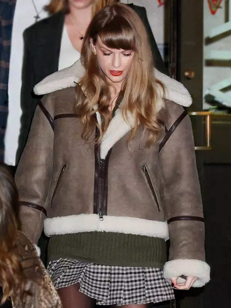 Taylor Swift NYC Shearling Brown Jacket