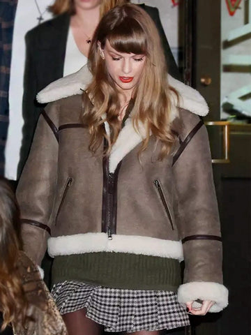 Taylor Swift NYC Shearling Brown Jacket