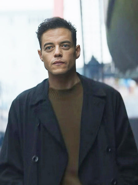 The Amateur 2025 Rami Malek Black Coat