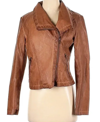 The Bondsman S01 Maryanne Dice Brown Leather Jacket